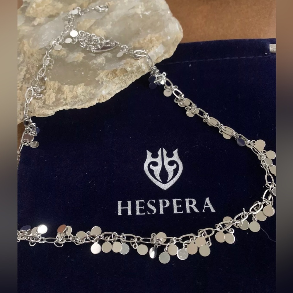 Hespera Sequin Simple Everyday Chain White Gold 18” NEW